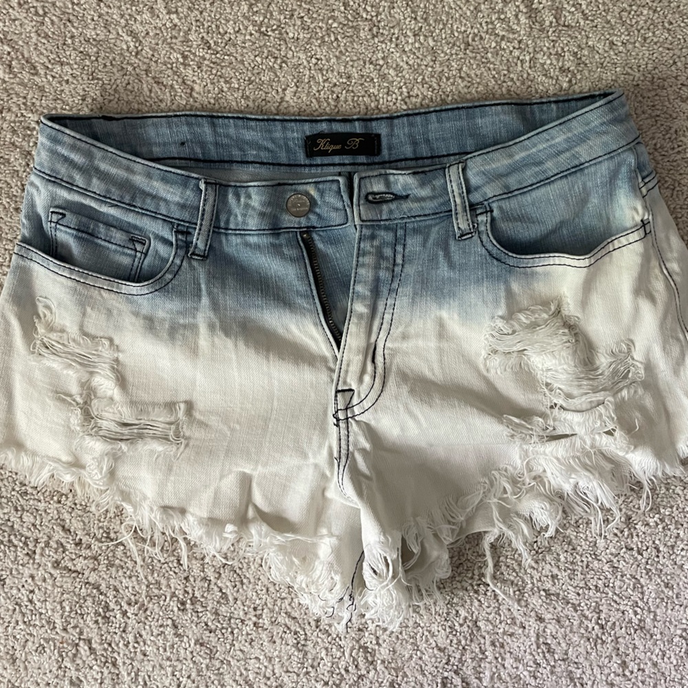Light denim/ white cut off Jean shorts